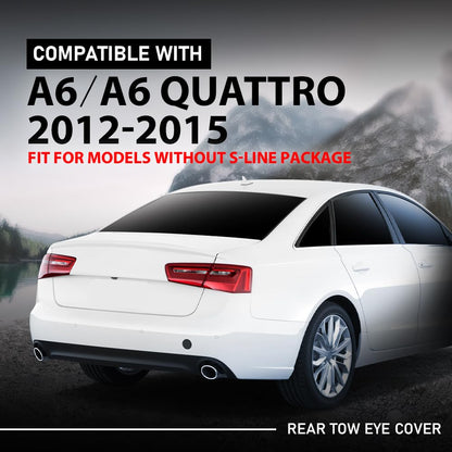 G-PLUS Rear Tow Eye Cover, Compatible with Audi A6 (submodel: Premium, Premium Plus)/ A6 Quattro 2012 2013 2014 2015, 4G5807441GRU, AU1129101