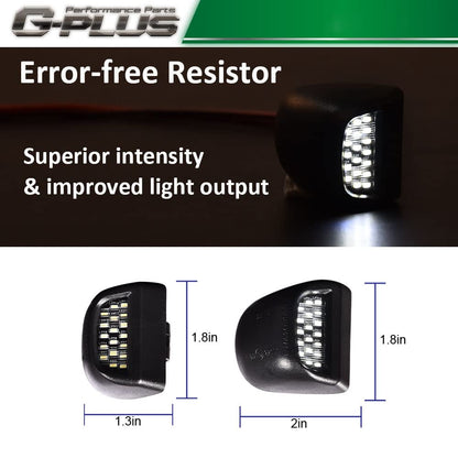 G-PLUS LED License Plate Light Compatible With 99-13 GMC Sierra 1500 2500HD 3500HD,Tag Lamp A Pair Replacement (Clear Lens)