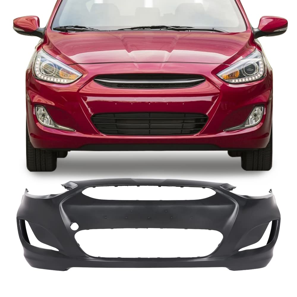 G-PLUS Front Bumper Cover Compatible with Hyundai Accent Sedan/Hatchback 2014 2015 2016 2017, HY1000201 865111R010, Black Primered