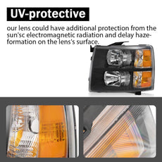 G-PLUS Headlights Assembly for Chevy Silverado 1500 2500 3500 2007-2014 Clear Black Amber Product Image
