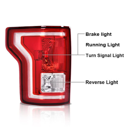 G-PLUS Tail Light Compatible with Ford F150 2015 2016 2017 Left Driver Side Taillamps Brakelights w/bulb Halogen Red lens FL3Z13405A-PFM FL3Z13404A-PFM FO2800239C FO2801239C Luces TraserasAssembly