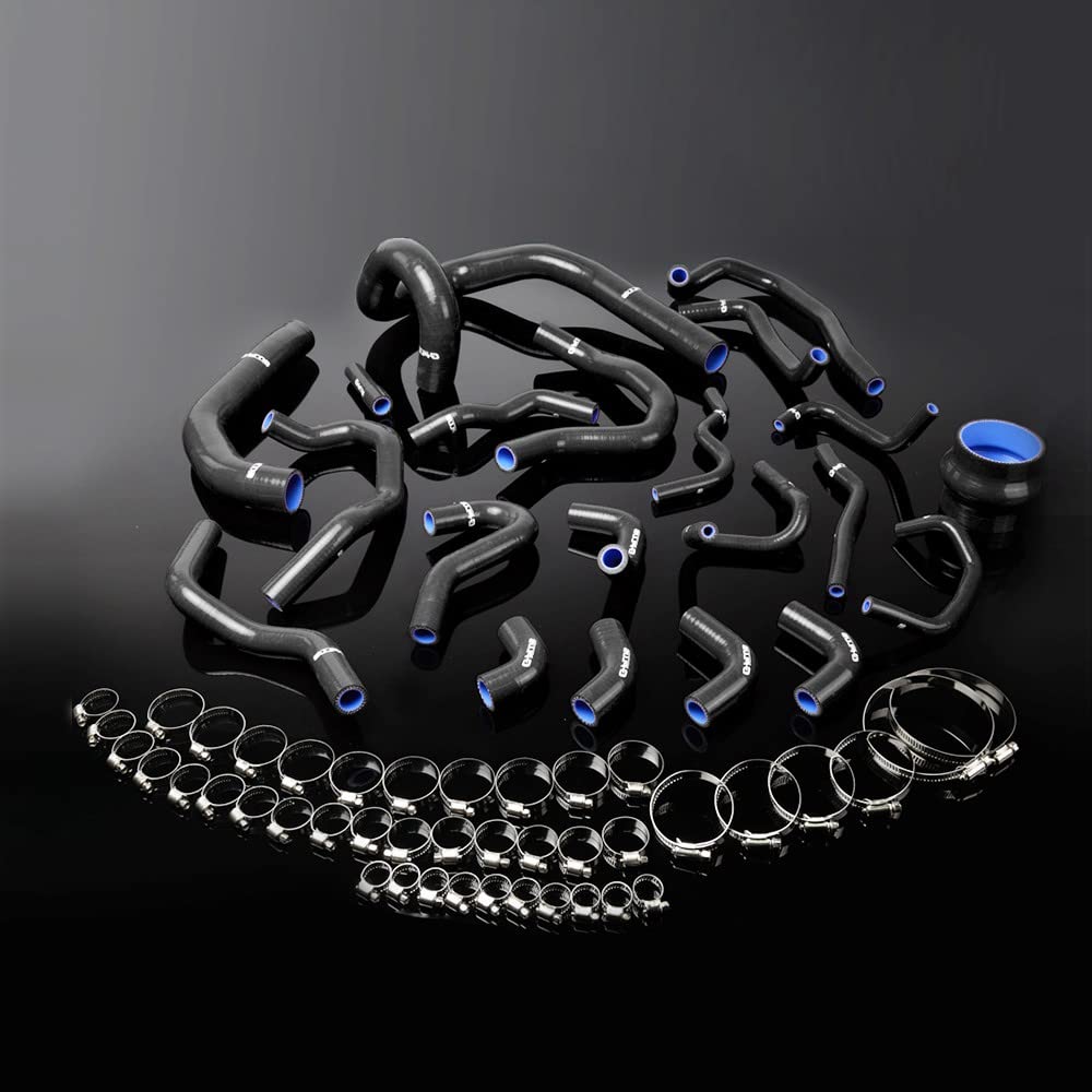 G-PLUS Silicone Radiator Ancilarry Hose Kit Clamps Compatible With 1986-1992 Toyota Supra MK3 MA70 7M-GT Black