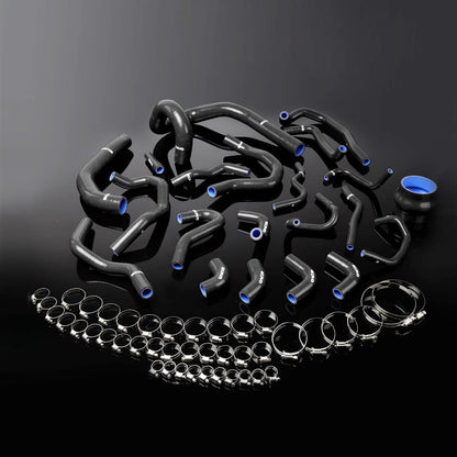 G-PLUS Silicone Radiator Ancilarry Hose Kit Clamps Compatible With 1986-1992 Toyota Supra MK3 MA70 7M-GT Black