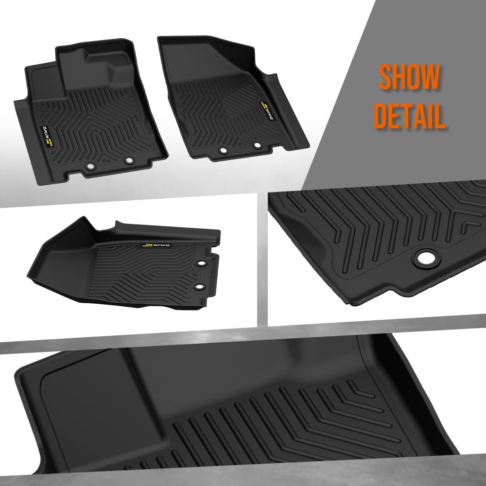 G-PLUS Floor Mats Compatible with Infiniti QX60 2014 2015 2016 2017 2018 2019 2020 All Weather Full Cover Protection TPE Floor Cargo Liners 1st & 2nd & 3rd Row 4PCS Black
