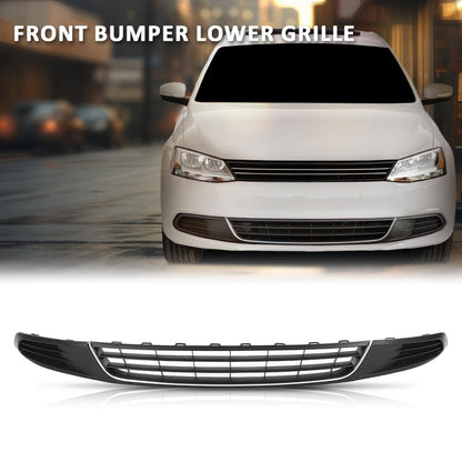 G-PLUS Front Bumper Lower Grille & Fog Light Bezel Compatible with Volkswagen Jetta Sedan 2011-2014 Black (NOT Fit any Wagon Models) 5C6853671RYP, 5C68536659B9, 5C68536669B9, VW1036120 Chrome Grill