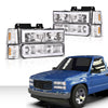 G-PLUS LED Headlights, Fit 94-99 GMC C1500 K1500 Yukon/Fit 94-99 GMC C1500 C2500 K1500 K2500 Suburban Driver & Passenger Side Bumper Headlamps,faros delanteros Assembly