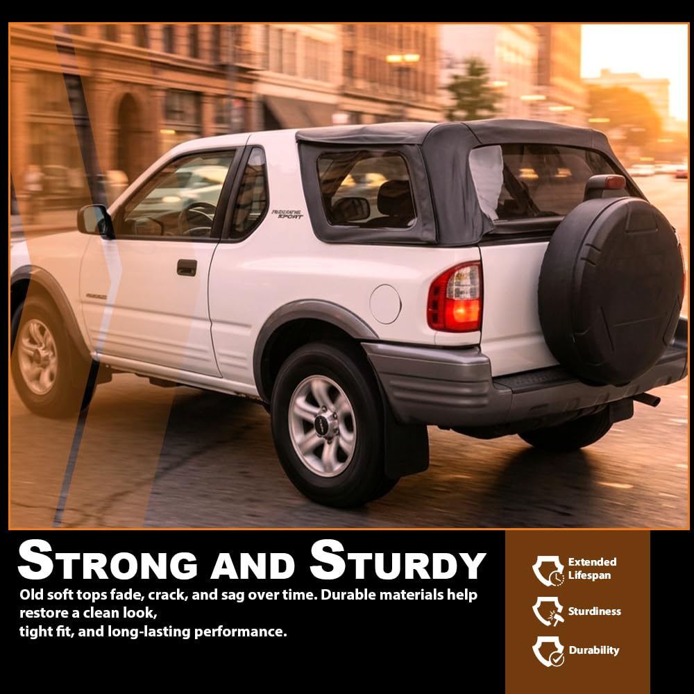 G-PLUS Soft Top With 3 Windows Compatible with Isuzu Rodeo 2000-2002 Fit Isuzu Amigo 1999-2000 Black