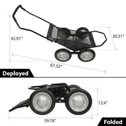 G-PLUS 500 Pounds Capacity Foldable Multi Use Deer Game Recovery Cart Utility Gear Dolly with 4 Oversized Wheels All Terrain Cart