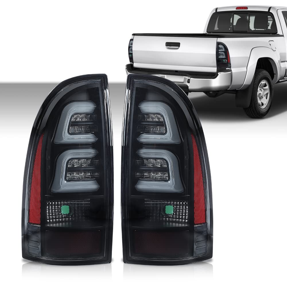G-PLUS LED Tail Lights Assembly, Fit Toyota Tacoma 2005-2015 Rear Brake Lamps,Left & Right 8155004150, 8156004150,Smoky Lens Black Housing Luces Traseras