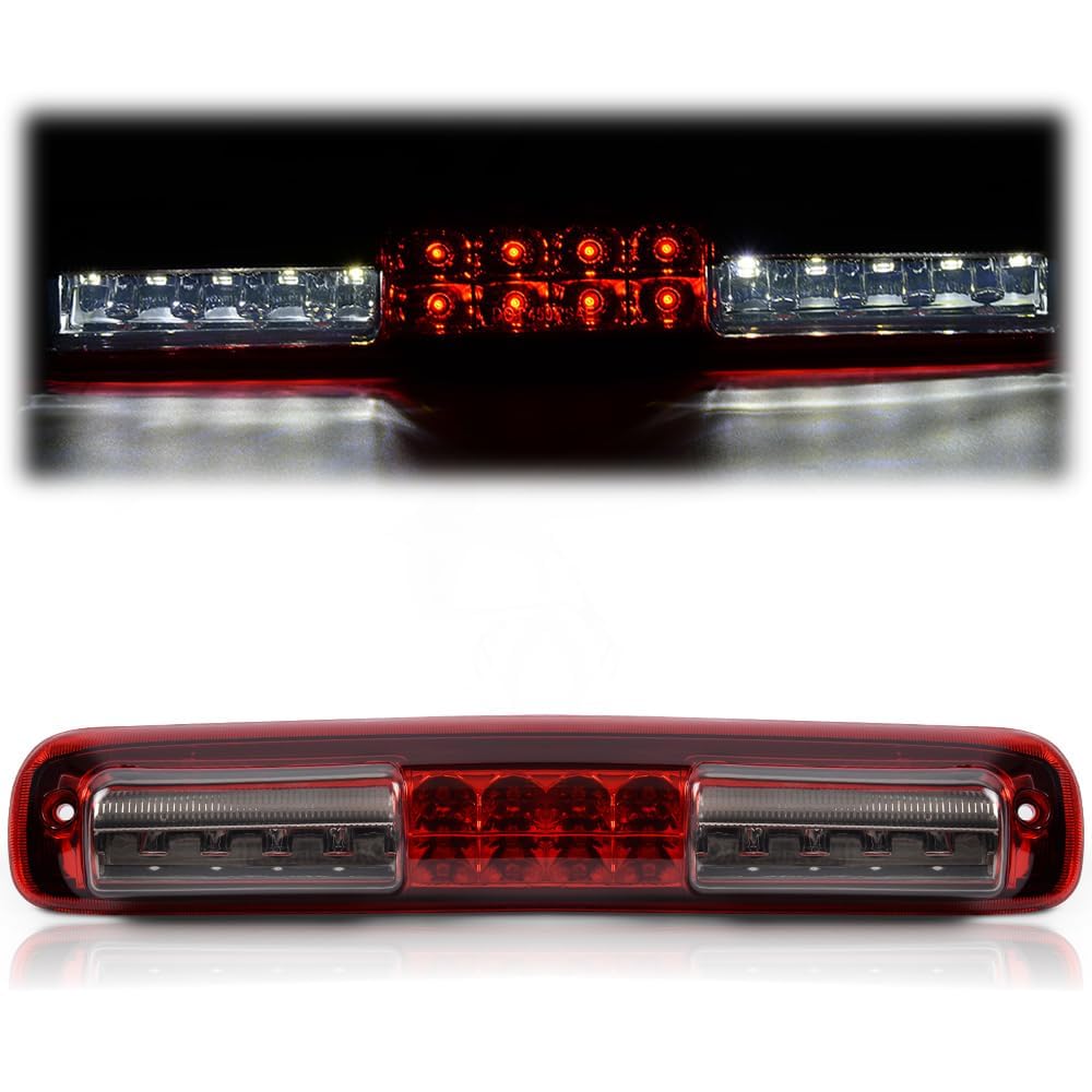 G-PLUS LED Third Brake Light Compatible With Chevy Silverado GMC Sierra 1500 2500HD 3500 1999-2006,3RD Cargo LED Tail Lamps Chrome Housing Red & Smoky Lens