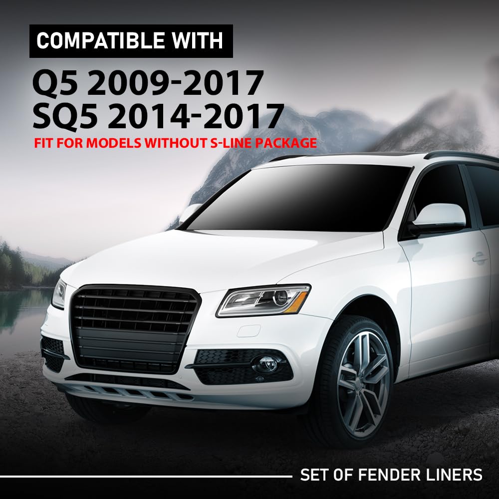 G-PLUS Fender Liners Front, Driver & Passenger Side Compatible with Audi Q5 2009-2017,Fit Audi SQ5 2014-2017,Fit for Models Without S-Line Package 8R0821172F, 8R0821172K