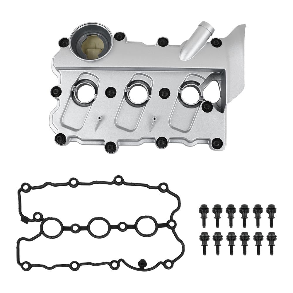 G-PLUS Left Engine Valve Cover w/Gasket Compatible with Audi A4 2005-2008/ Fit Audi A6 2005-2011 06E103471G, V104953, 0360037 Silver