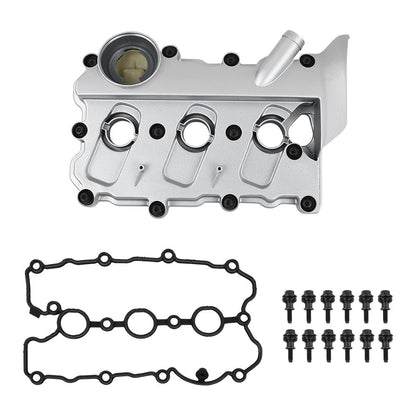 G-PLUS Left Engine Valve Cover w/Gasket Compatible with Audi A4 2005-2008/ Fit Audi A6 2005-2011 06E103471G, V104953, 0360037 Silver