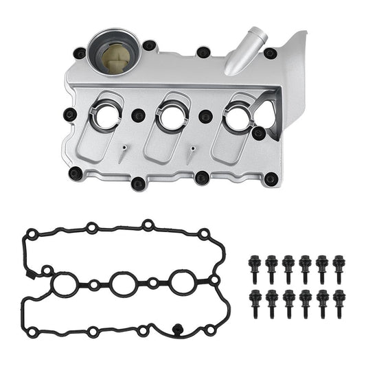 G-PLUS Left Engine Valve Cover w/Gasket Compatible with Audi A4 2005-2008/ Fit Audi A6 2005-2011 06E103471G, V104953, 0360037 Silver