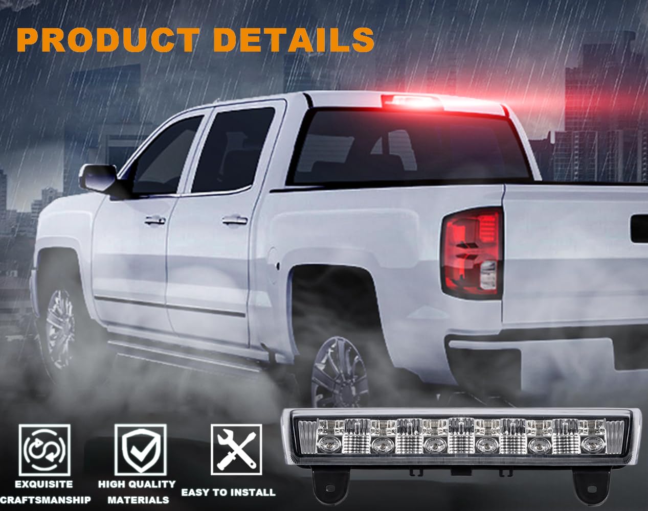 G-PLUS LED Third Brake Cargo Light Compatible With 2000-06 Chevy Suburban Tahoe GMC Yukon(ONLY For Liftgate Rear Doors),3RD Stop Tail Lamps (LED Chrome Housing Smoky Lens)