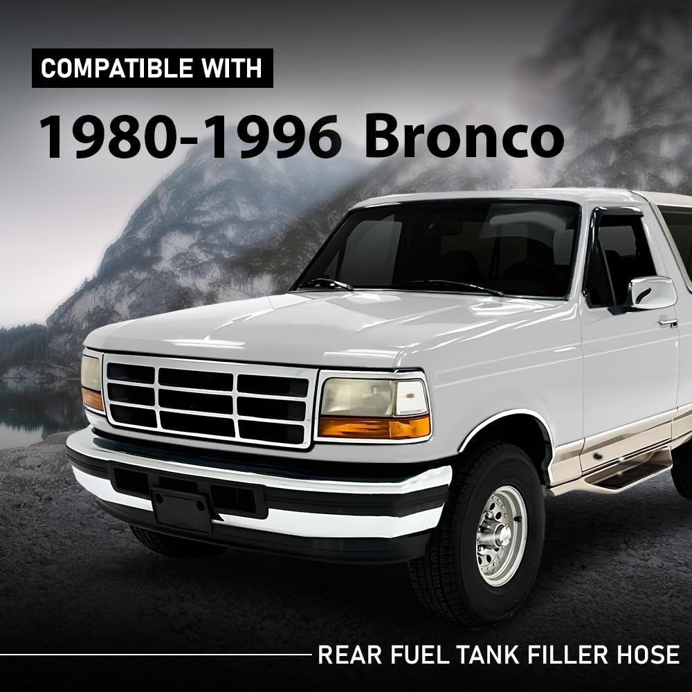G-PLUS Rear Fuel Tank Fill Hose Compatible with Ford Bronco 1980-1996#F4110 Black Rubber Hose