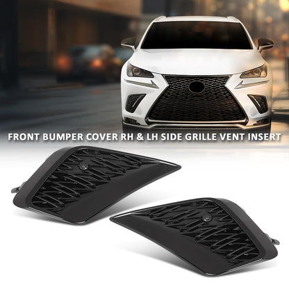 G-PLUS Front Bumper Grille Vent Insert Outer Fog Light Hole Cover Pair Compatible with LX NX300 Base/F Sport/Luxury 2018-2021 LX1038135, LX1039135, 5314278090 Gloss Black