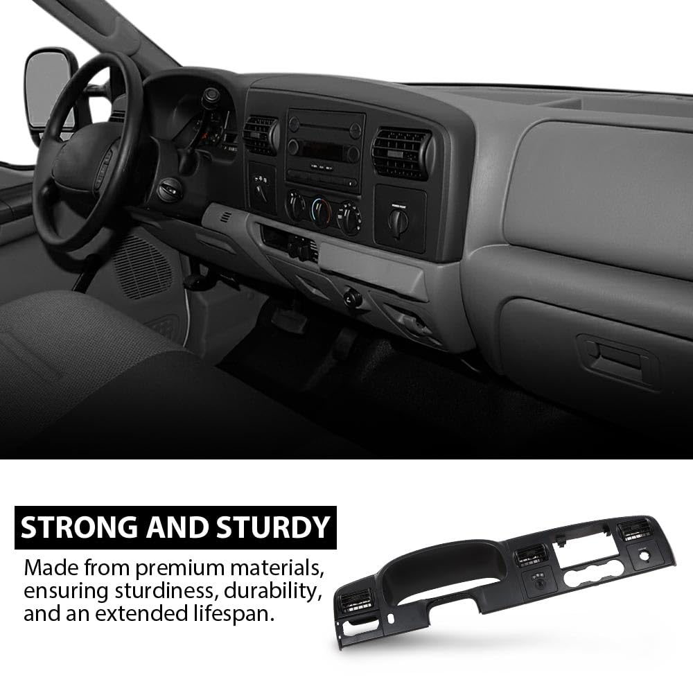 G-PLUS Dash Bezel Dashboard Surround Trim Panel Compatible with Ford F250 F350 Super Duty 2005 2006 2007 Black Dash Cover