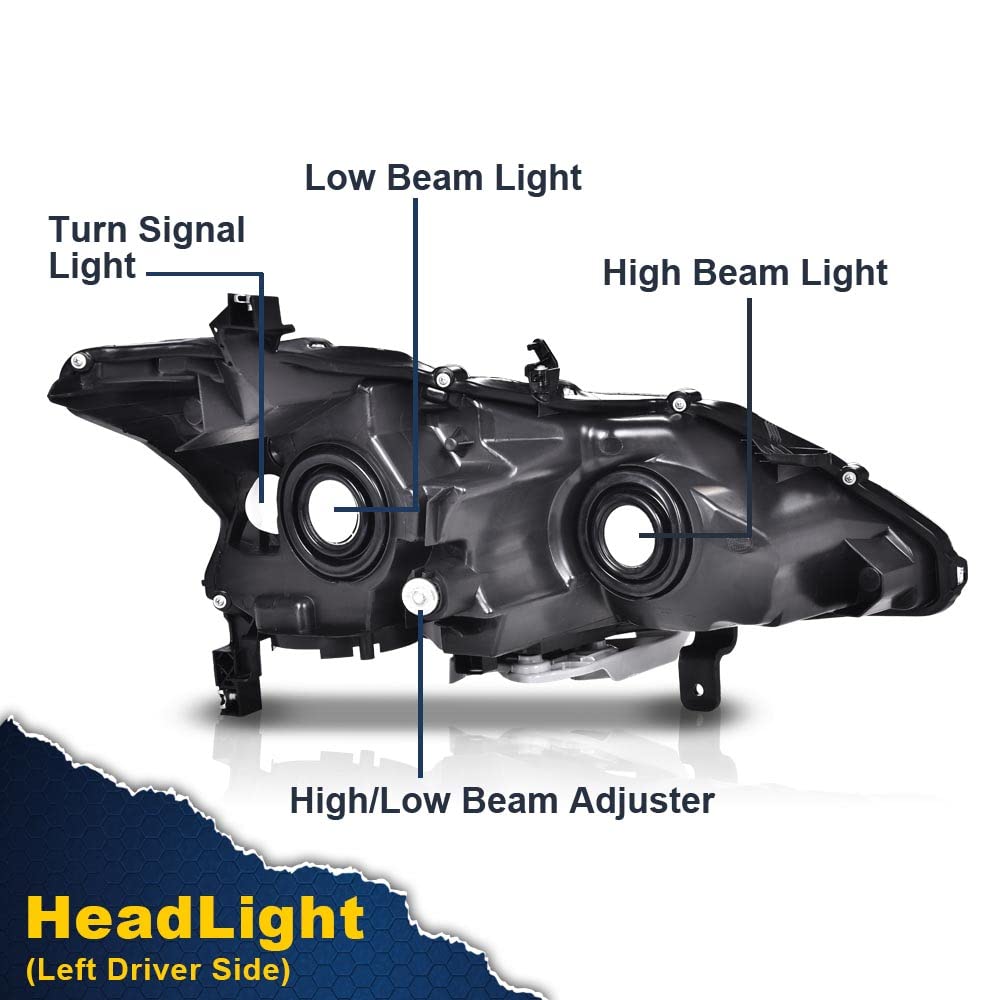 G-PLUS Headlights Compatible With 2013 2014 2015 Nissan Altima 4-Door Sedan Factory Style Automotive Halogen Model Headlamps,Black Driver Side(Left),faros delanteros