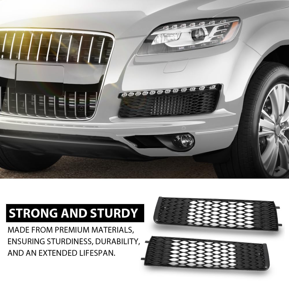 G-PLUS Pair Fog Light Cover Grille, Compatible with Audi Q7 2010-2015, Left Driver & Right Passenger Side 2PC, 4L0807697B, 4L0807698B