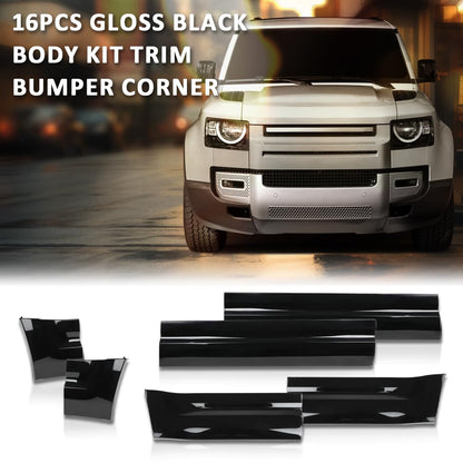 G-PLUS Body Kit Trim Bumper Corner Side Skirts Compatible with Defender L663 110 2020-2024 Gloss Black 16PCS