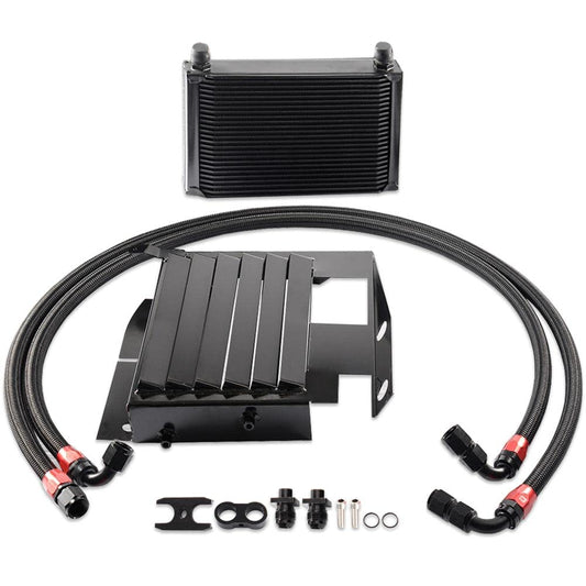 G-PLUS Engine Transmission Oil Cooler Kit Upgrade 25 Row Aluminum Compatible With BMW 3 SERIES 335I E90 E92 N54 Black