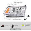 G-PLUS LED Projector Headlights,Compatible with 2009-2012 Dodge Ram 1500 2500 3500,Front Headlamps Assembly &Conversion Harness,Clear Lens Chrome Housing Amber Reflector,faros delanteros