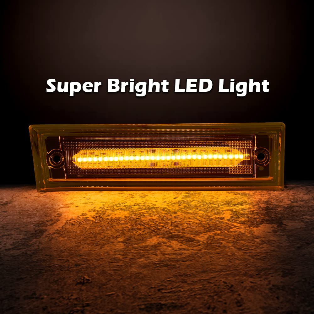 G-PLUS Lens Amber LED Front Side Marker Light Compatible with 81-91 Chevy C10 C20 C30 GMC GM2550115, GM2551107