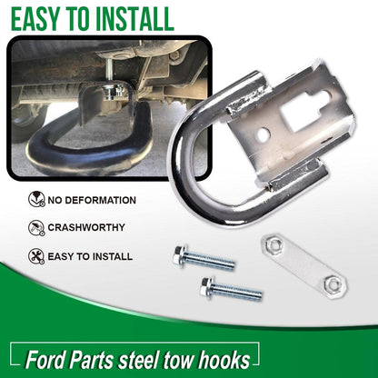 G-PLUS Tow Hook Parts Set Compatible with 2009-2021 F150 with Hardware Front Kit Pair (Silver)