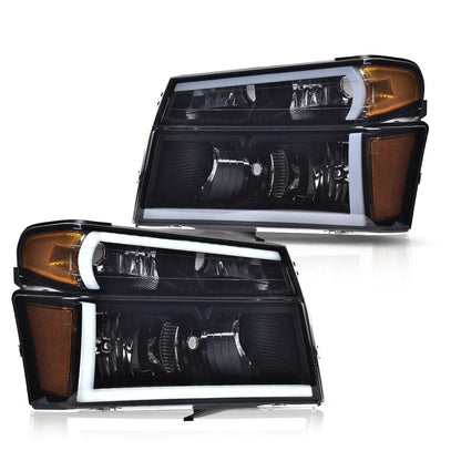 G-PULS LED Headlights Lamp Assembly Fit Chevy Colorado/GMC Canyon 2004-2012,Fit Isuzu i-280 i-350 2006/i-290 i-370 2007-2008 Smoky Lens Black Housing Amber Reflector Bumper Headlamps,faros delanteros
