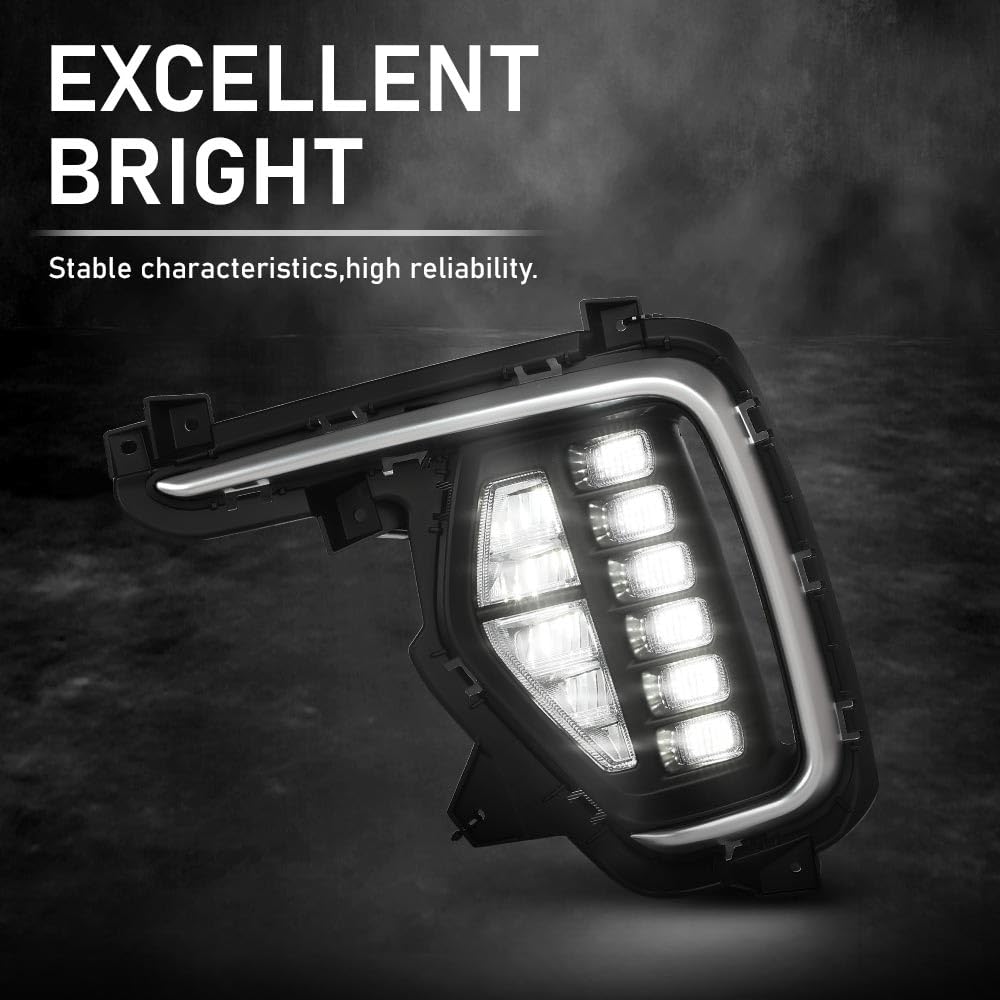 G-PLUS Front Fog Lights With Bezels Covers 4pcs Compatible with Hyundai Santa Fe 2017-2019 86564B8AC0
