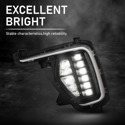 G-PLUS Front Fog Lights With Bezels Covers 4pcs Compatible with Hyundai Santa Fe 2017-2019 86564B8AC0