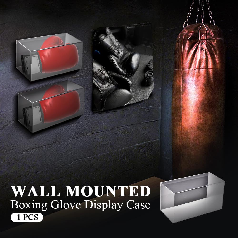 G-PLUS Boxing Glove Display Case Baseball Mitt UV-Protected Display Case Wall Mount Horizontal Show Case Acrylic(Not Suitable for Vertical Hanging)
