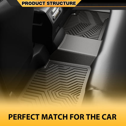 TPE Floor Mats Cargo Liners 3PCS, Compatible with Chevy Silverado/GMC Sierra 1500 2500HD 3500HD Crew Cab 2014-2019, 1st & 2nd Row, Floor Liner All Weather Full Cover Protection
