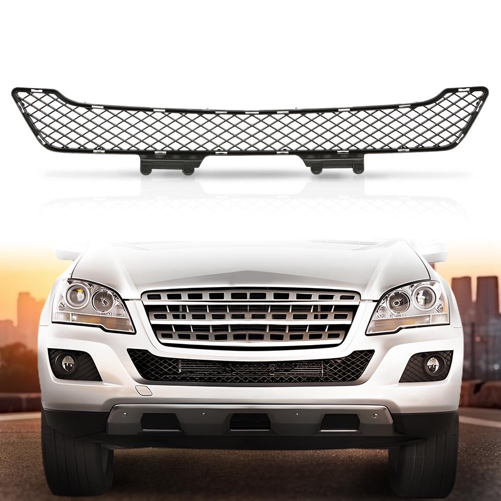G-PLUS Center Bumper Grille Assembly, Compatible with Benz ML350 ML550 ML63 2009-2011/ ML450 2010-2011/ ML320 2009, Textured Black