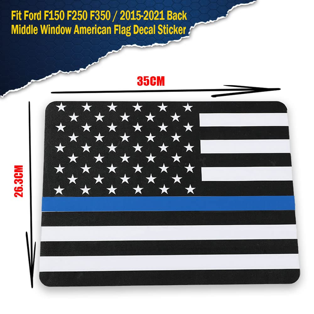 G-PLUS Middle Window American Flag Decal Sticker Compatible with 15-21 F150/250/350 (Blue)