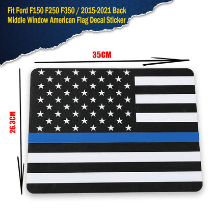 G-PLUS Middle Window American Flag Decal Sticker Compatible with 15-21 F150/250/350 (Blue)