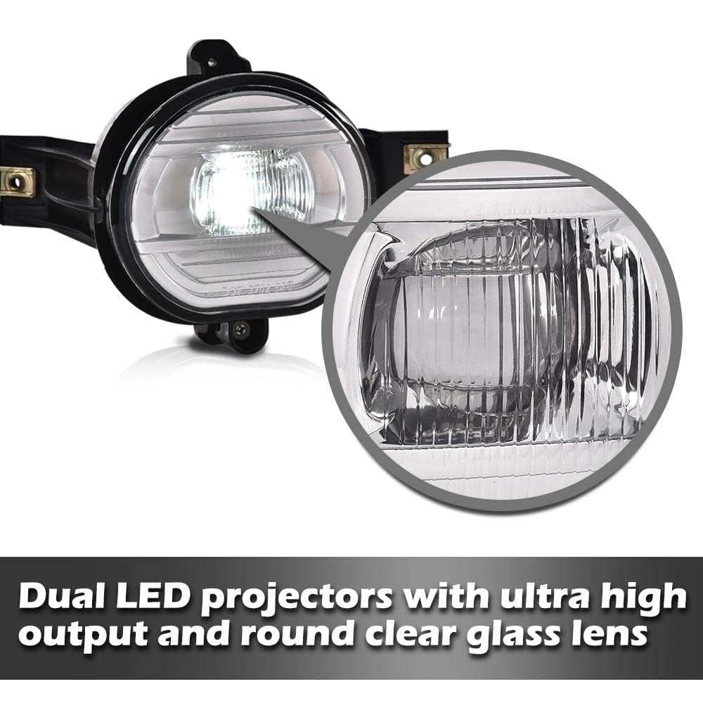 G-PLUS Driver & Passenger Side Fog Lights, Compatible With Dodge Ram 1500 2002-2008 / Fit 2003-2009 ram 2500 3500 / Fit 2004-2006 Durango Driving Lamps (Fog Lamps Set + Circuit Board)