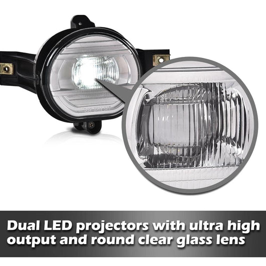 G-PLUS Driver & Passenger Side Fog Lights, Compatible With Dodge Ram 1500 2002-2008 / Fit 2003-2009 ram 2500 3500 / Fit 2004-2006 Durango Driving Lamps (Fog Lamps Set + Circuit Board)