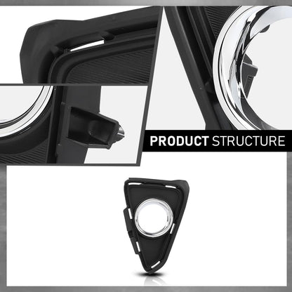 G-PLUS Fog Light Bezel Lamp Trim w/Chrome Right Passenger Compatible with Toyota RAV4 2016-2018 520300R030
