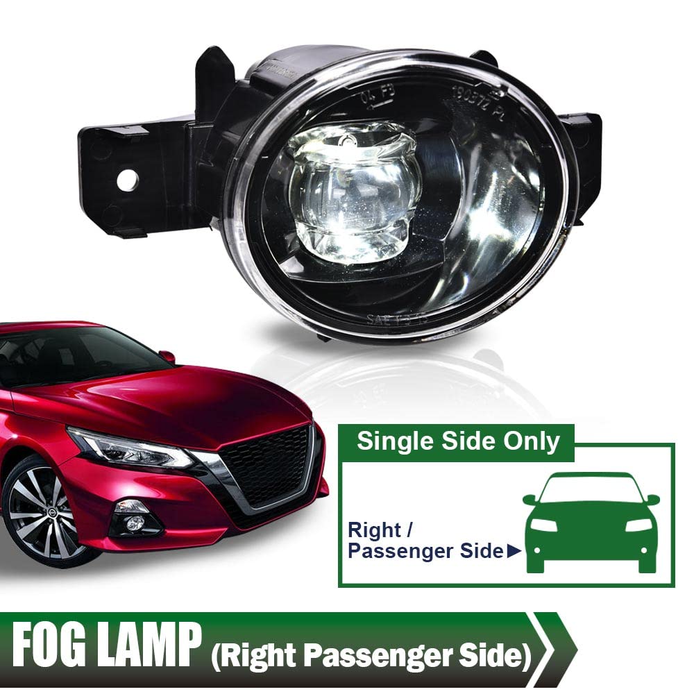 G-PLUS Fog Lights Assembly Compatible with 2019 2020 Nissan Altima 4-Door Sedan S SL SR SV Front Bumper Fog Lights w/Bulb Clear Lens LED Fog Lamps,Passenger (Right)