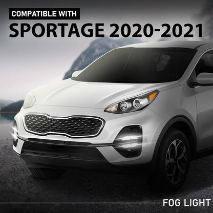 G-PLUS LED Pair Fog Lights DRL Daytime Running Lamps W/Wiring Harness, Compatible with Kia Sportage 2020-2022, LH Driver & RH Right Side 2PCS