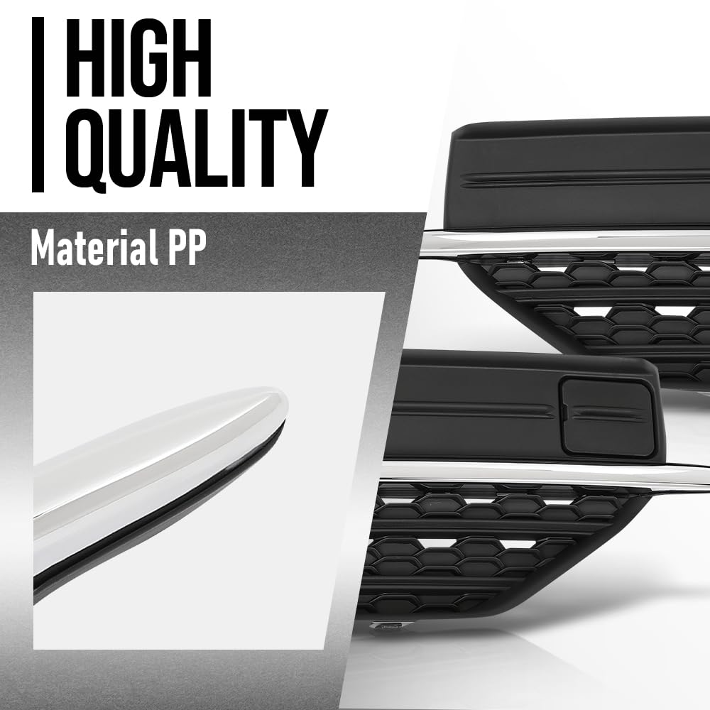 G-PLUS Fog Light Hole Cover Set Left & Right Side Compatible with Volvo XC90 2016 2017 2018 2019 313830440, 313830457 Chrome Black