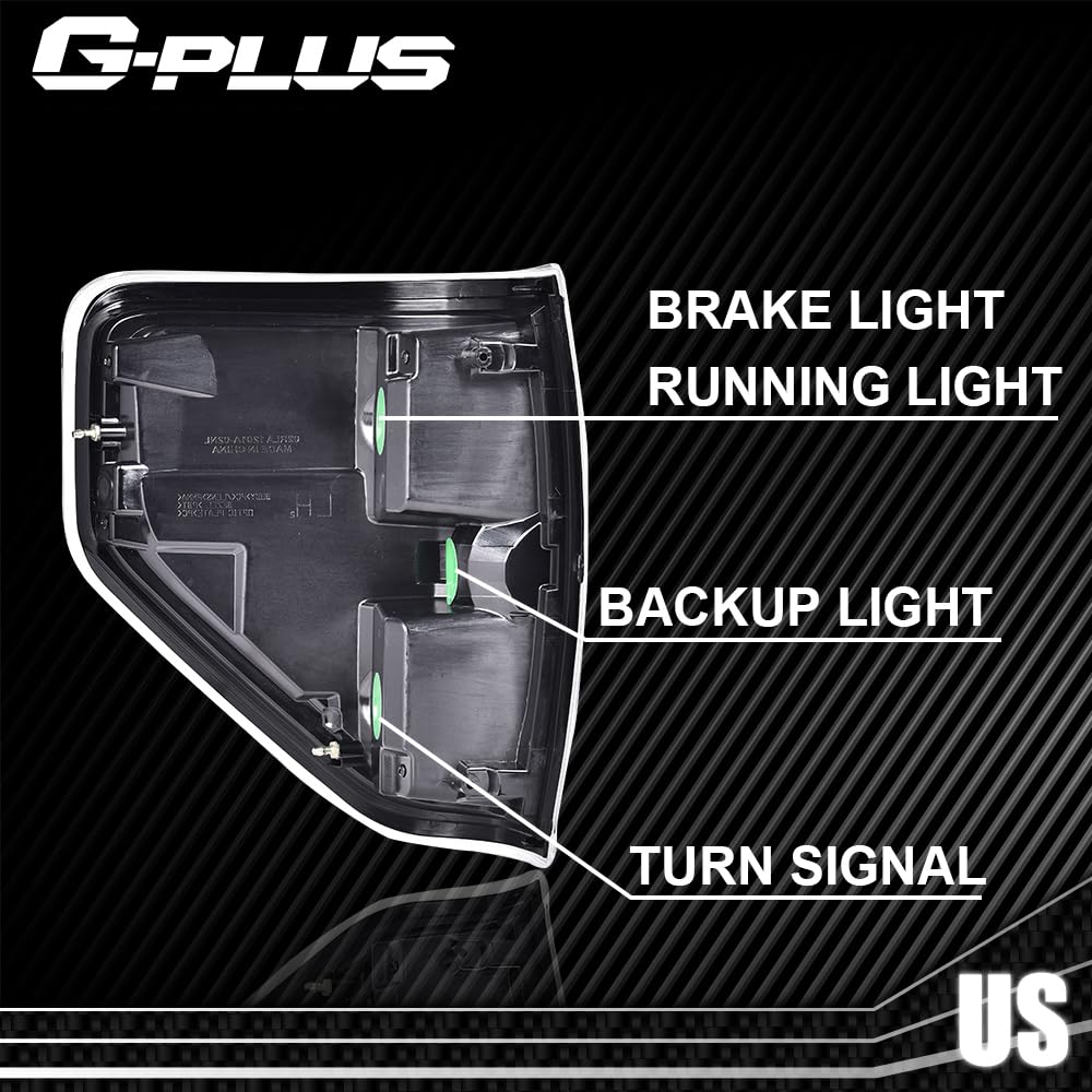 G-PLUS Rear Tail Lights & Headlights Compatible with Ford F150 2009-2014 2/4 Door Brake Tail Lamps & Headlamps