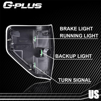 G-PLUS Rear Tail Lights & Headlights Compatible with Ford F150 2009-2014 2/4 Door Brake Tail Lamps & Headlamps