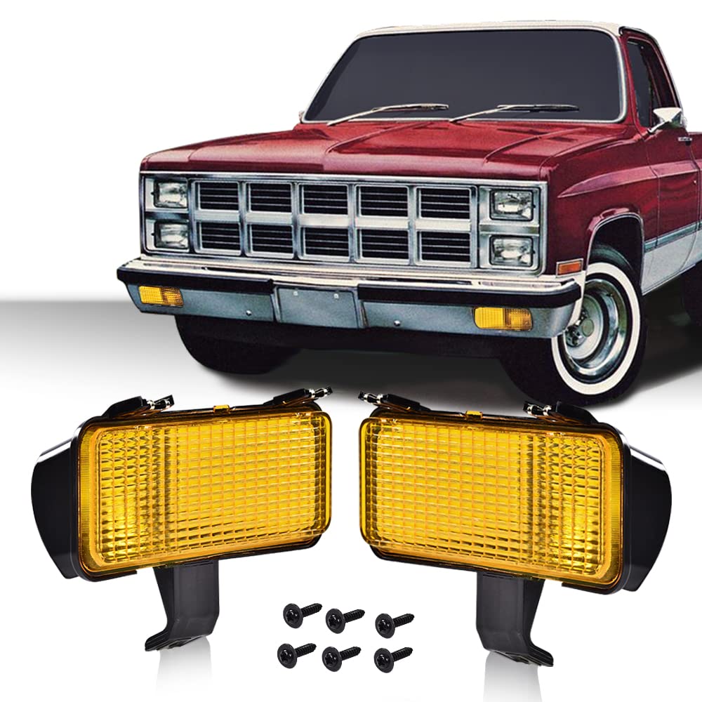 G-PLUS Front Turn Signal Light Assembly Compatible with 1981-1982 Chevy Suburban Fit Chevy Blazer PU Fit GMC Jimmy Suburban PU Driver Left Passenger Right Side Amber Lens Turning Signal Lights