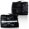 G-PLUS LED DRL Headlights, Compatible with Chevy Silverado 2500 3500 & HD 2007-2014,Fit Chevy Silverado 1500 2007-2013, Smoky lens Black Housing Clear Reflector Bumper Headlamp Left &Right