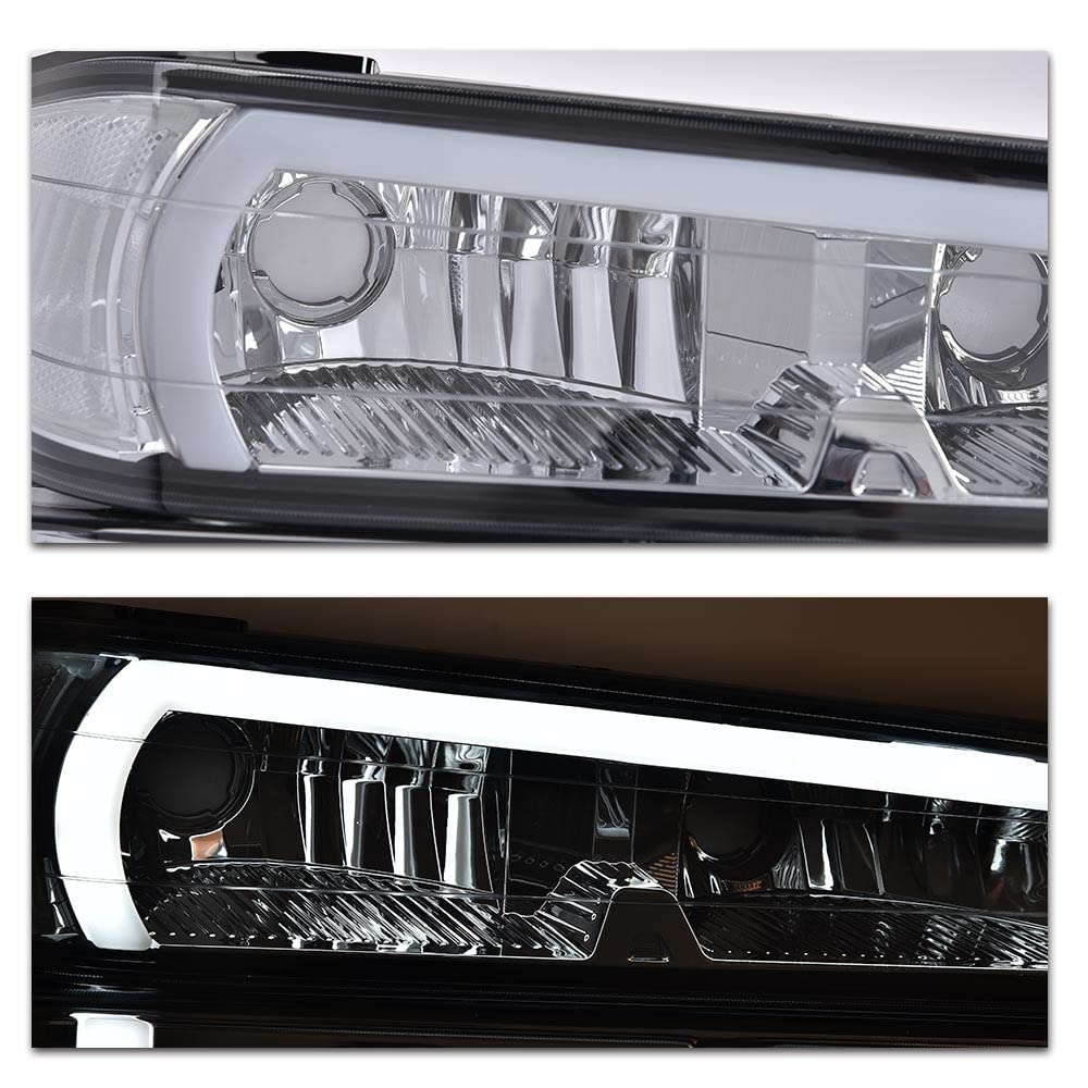 G-PLUS LED Headlights Assembly Compatible with Chevy Colorado/GMC Canyon 2004-2012,Fit Isuzu i-280 i-350 2006,Fit Isuzu i-290 i-370 2007-2008 Headlamps Smoky Lens Chrome Housing Clear Reflector