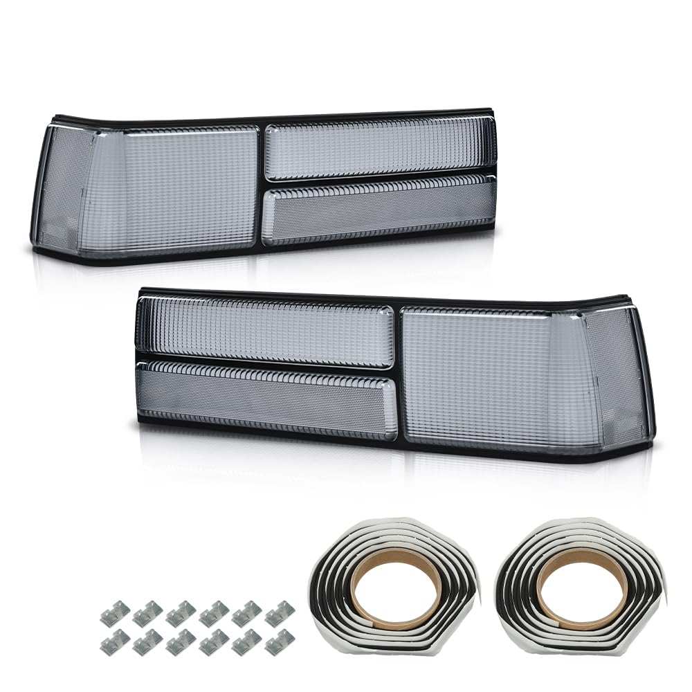 G-PLUS Taillight Taillamp Smoky Lens Left & Right Pair Set Compatible with Ford Mustang 1987-1993 E7ZZ13405A, E7ZZ13404A, FO2800168, FO2801168