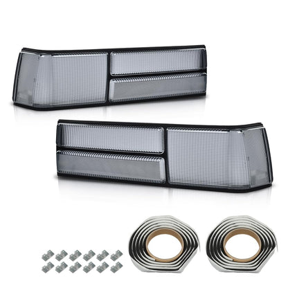 G-PLUS Taillight Taillamp Smoky Lens Left & Right Pair Set Compatible with Ford Mustang 1987-1993 E7ZZ13405A, E7ZZ13404A, FO2800168, FO2801168
